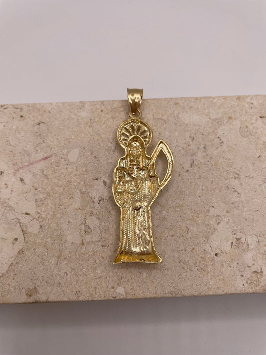 14k gold santa muerte pendant