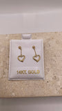 14k gold dangling heart earrings