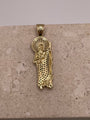 Back view of 14K yellow gold San Judas pendant with smooth polished finish