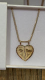 14k solid gold diamond cut cuban chain & te amo pendant set