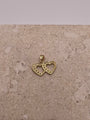 Back view of 14K gold double heart link pendant with smooth polished finish
