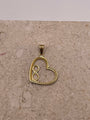 Back view of 14K gold open heart pendant with smooth polished finish and side bai