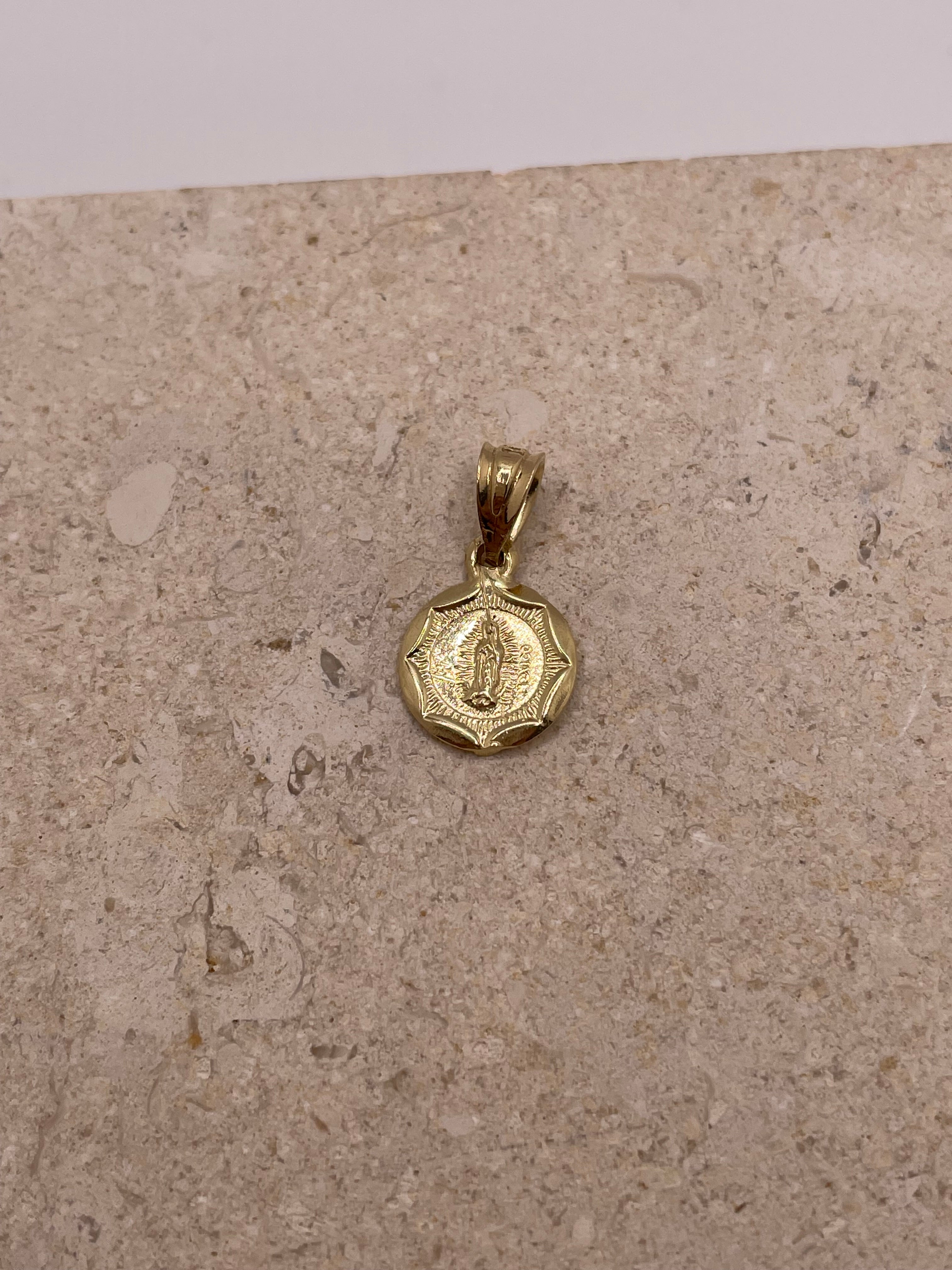 14k gold double-sided pendant with jesus and virgencita