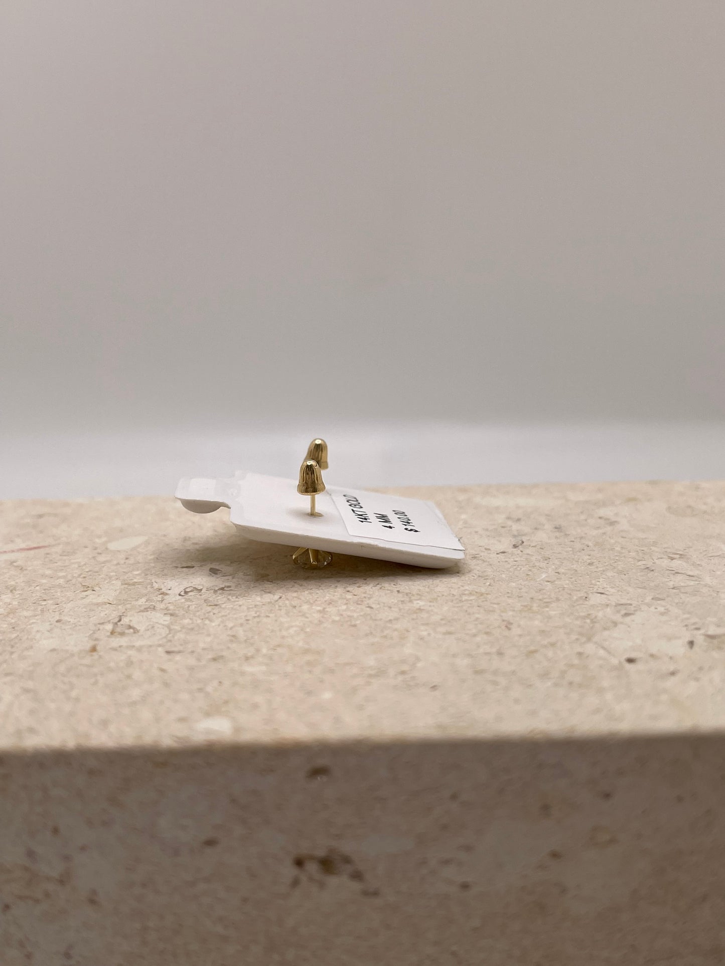 14k gold white cz stud earrings 5mm