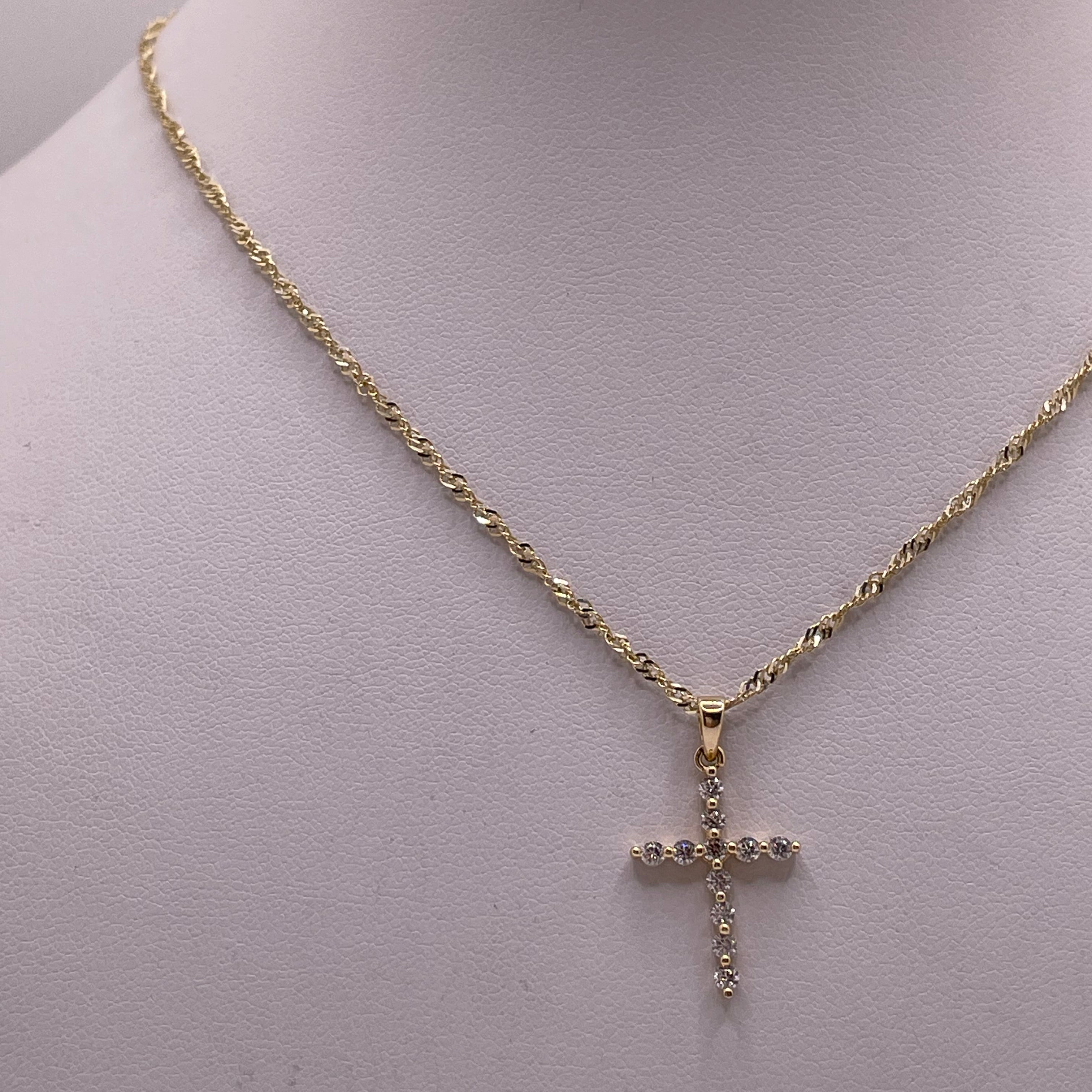 14k gold cross & chain jewelry set