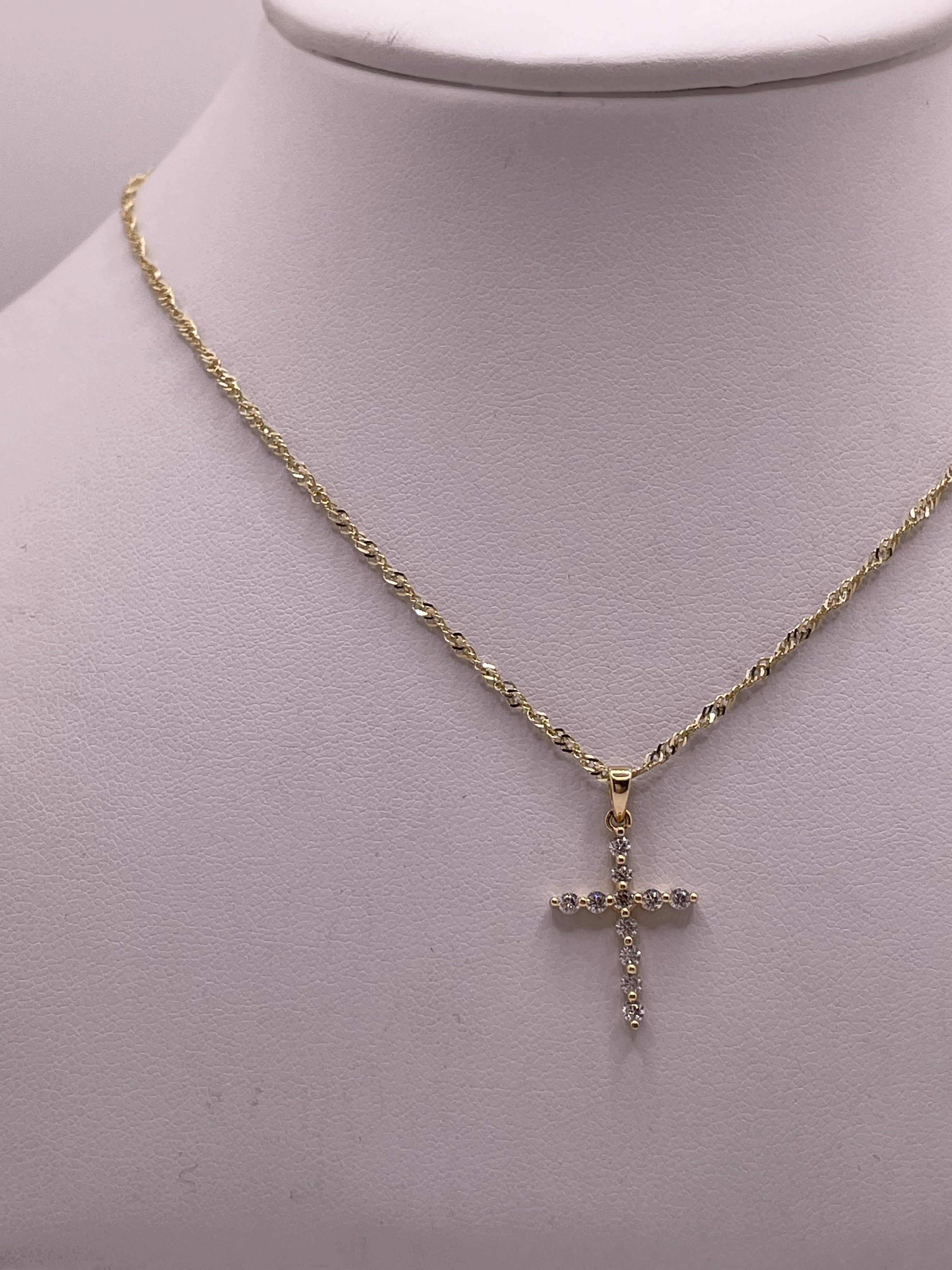 14k gold cross & chain jewelry set