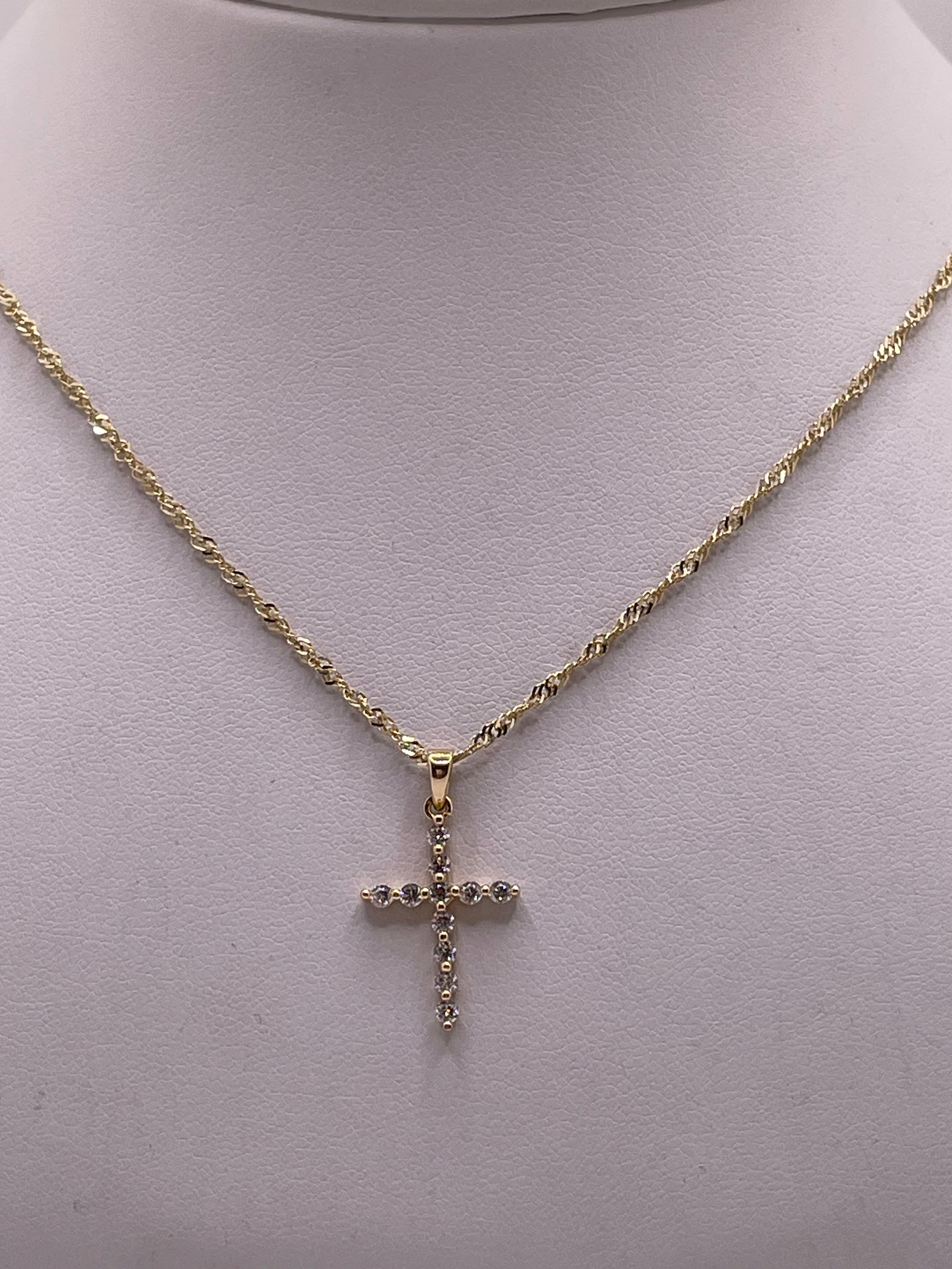 14k gold cross & chain jewelry set
