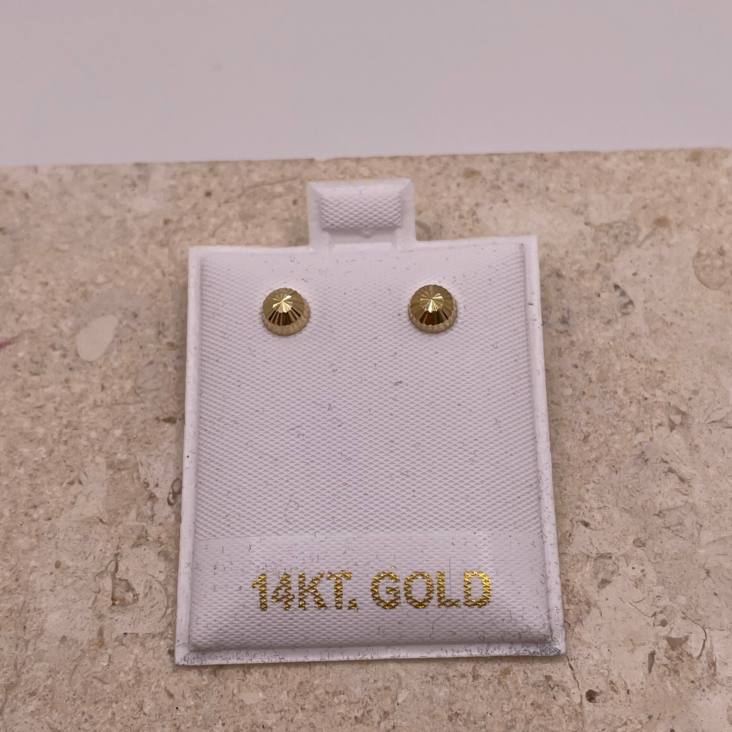 14k gold diamond-cut dome earrings