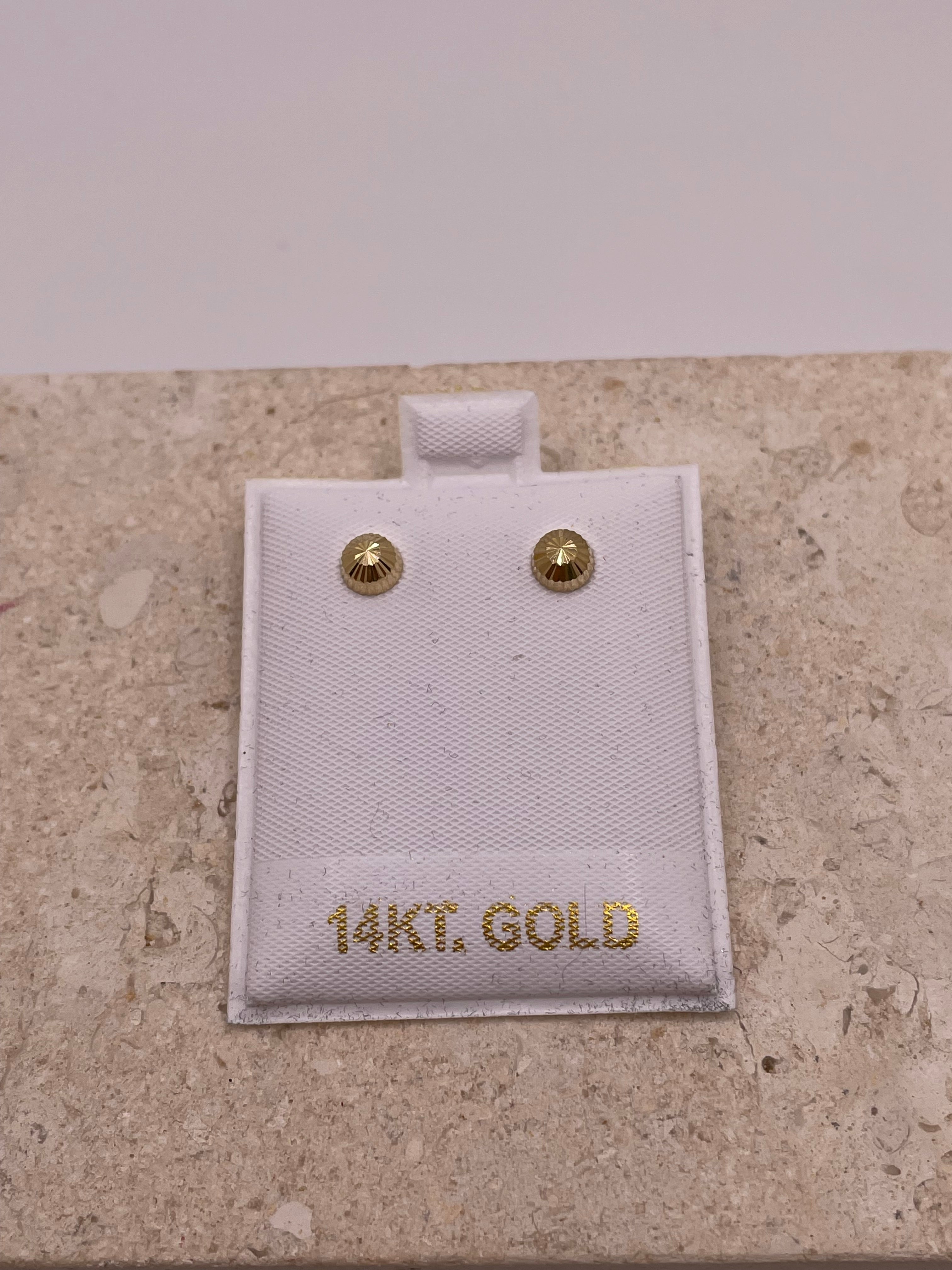 14k gold diamond-cut dome earrings