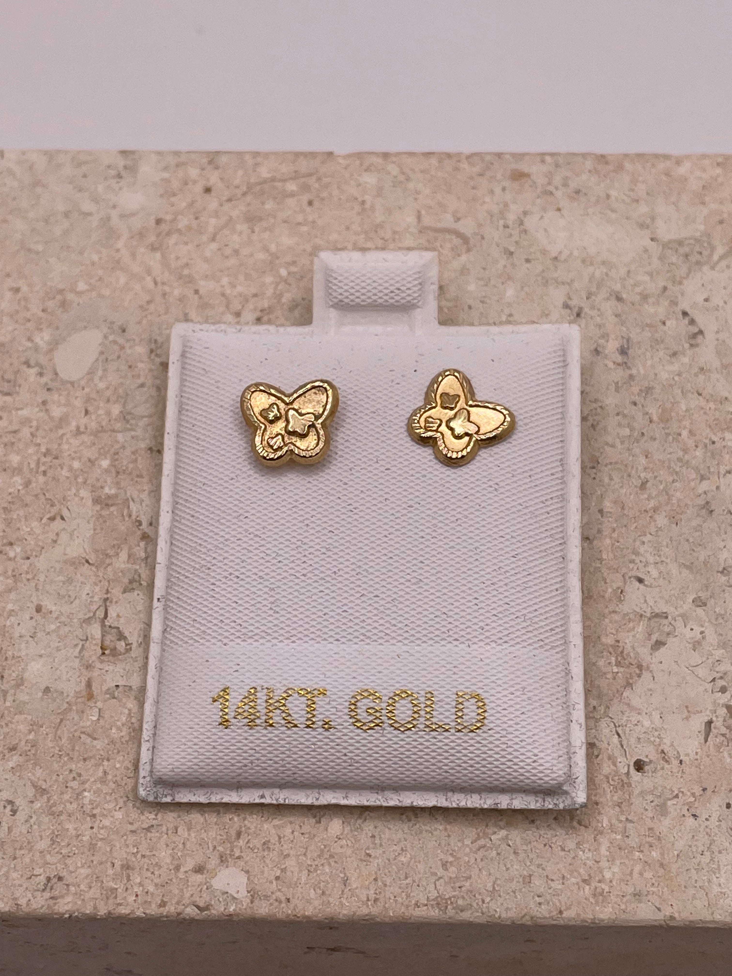 14k gold butterfly stud earrings