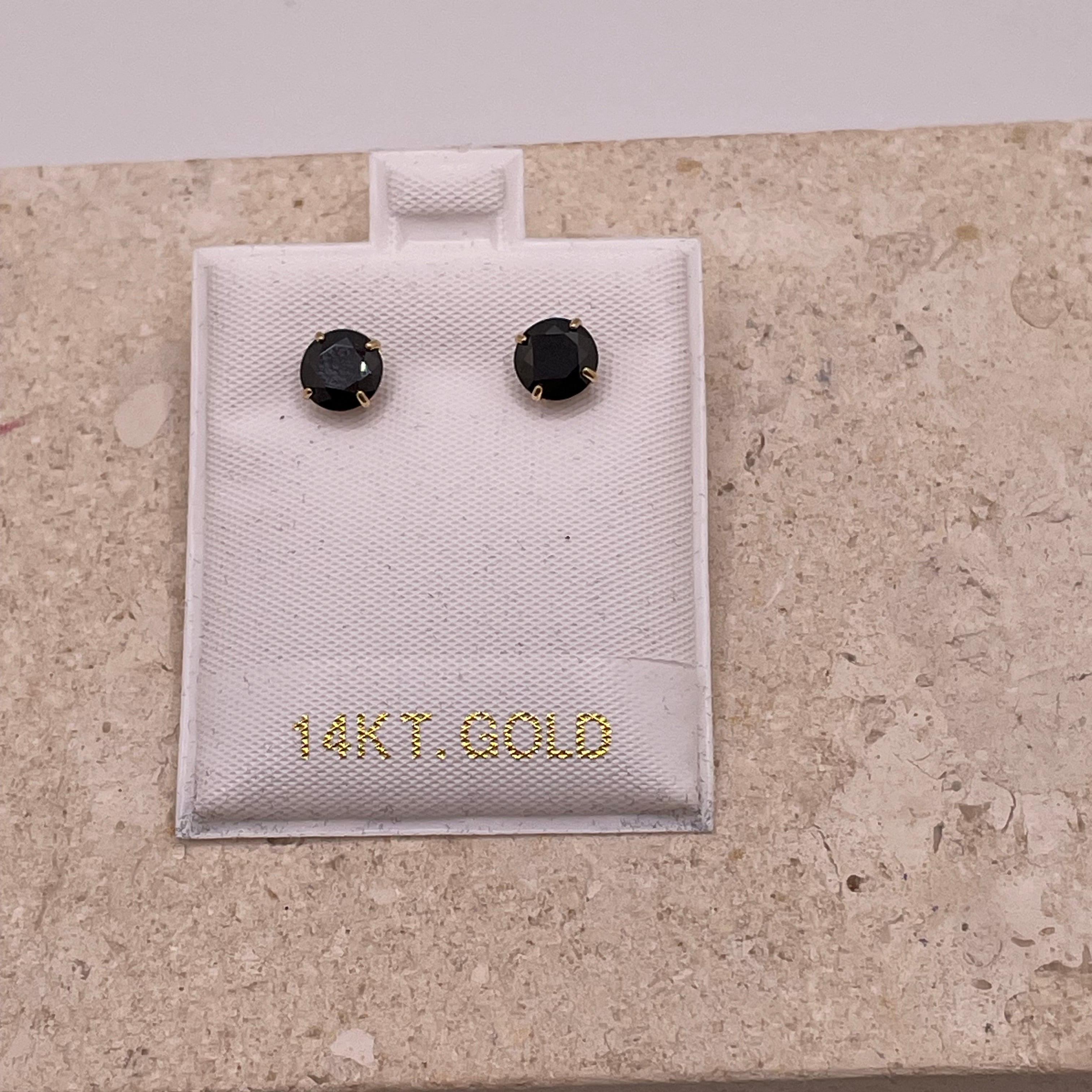 14k black stud earrings with silicone push-back