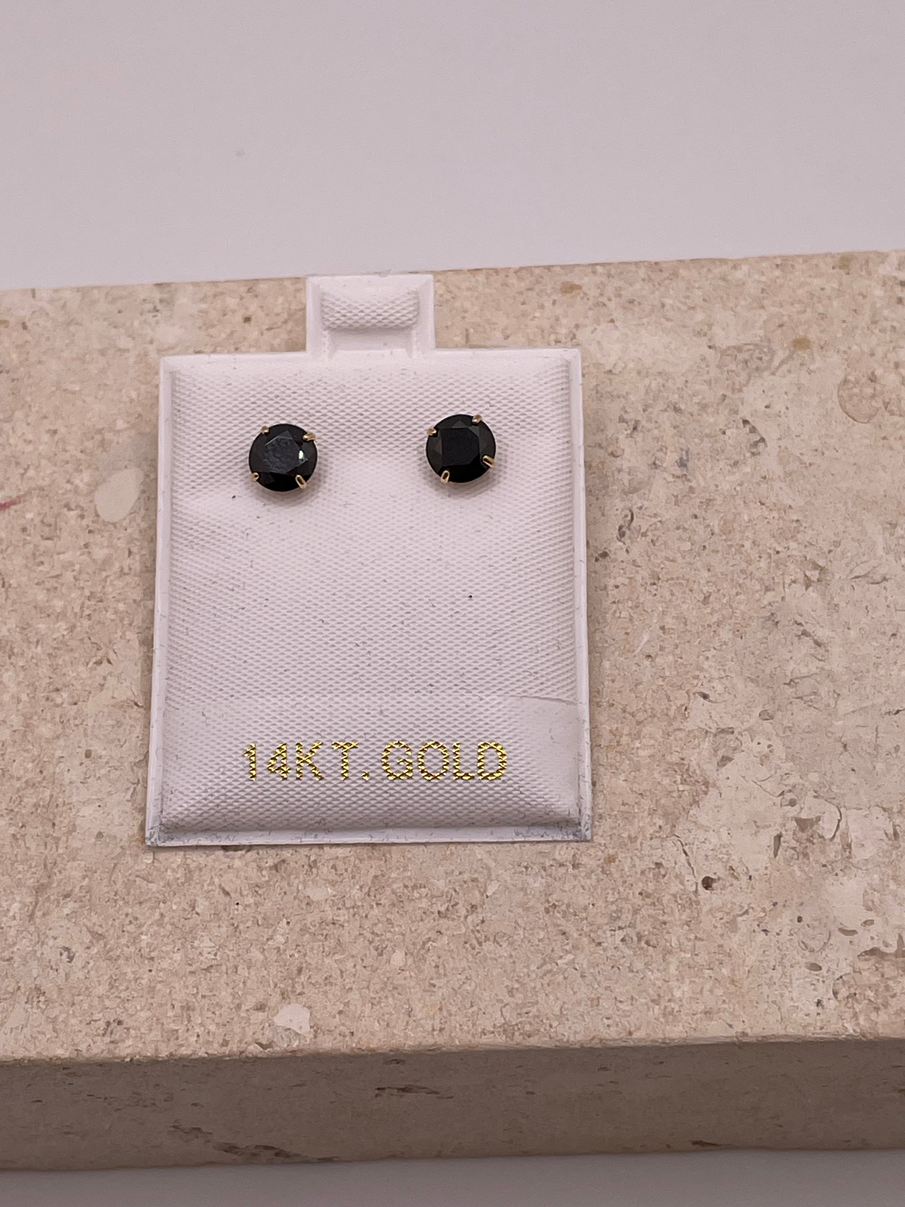 14k black stud earrings with silicone push-back