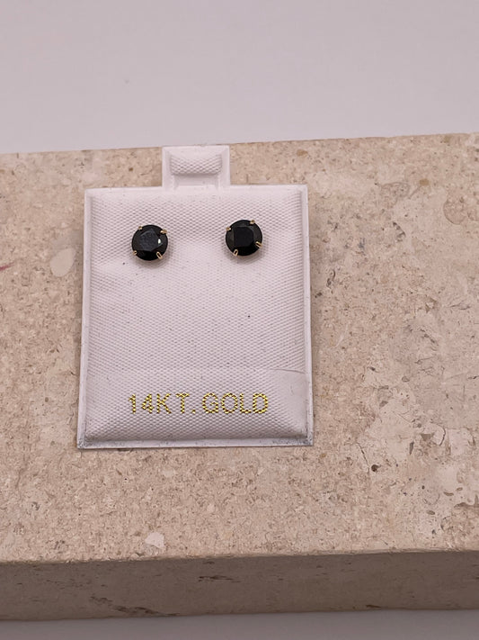 14k black stud earrings with silicone push-back