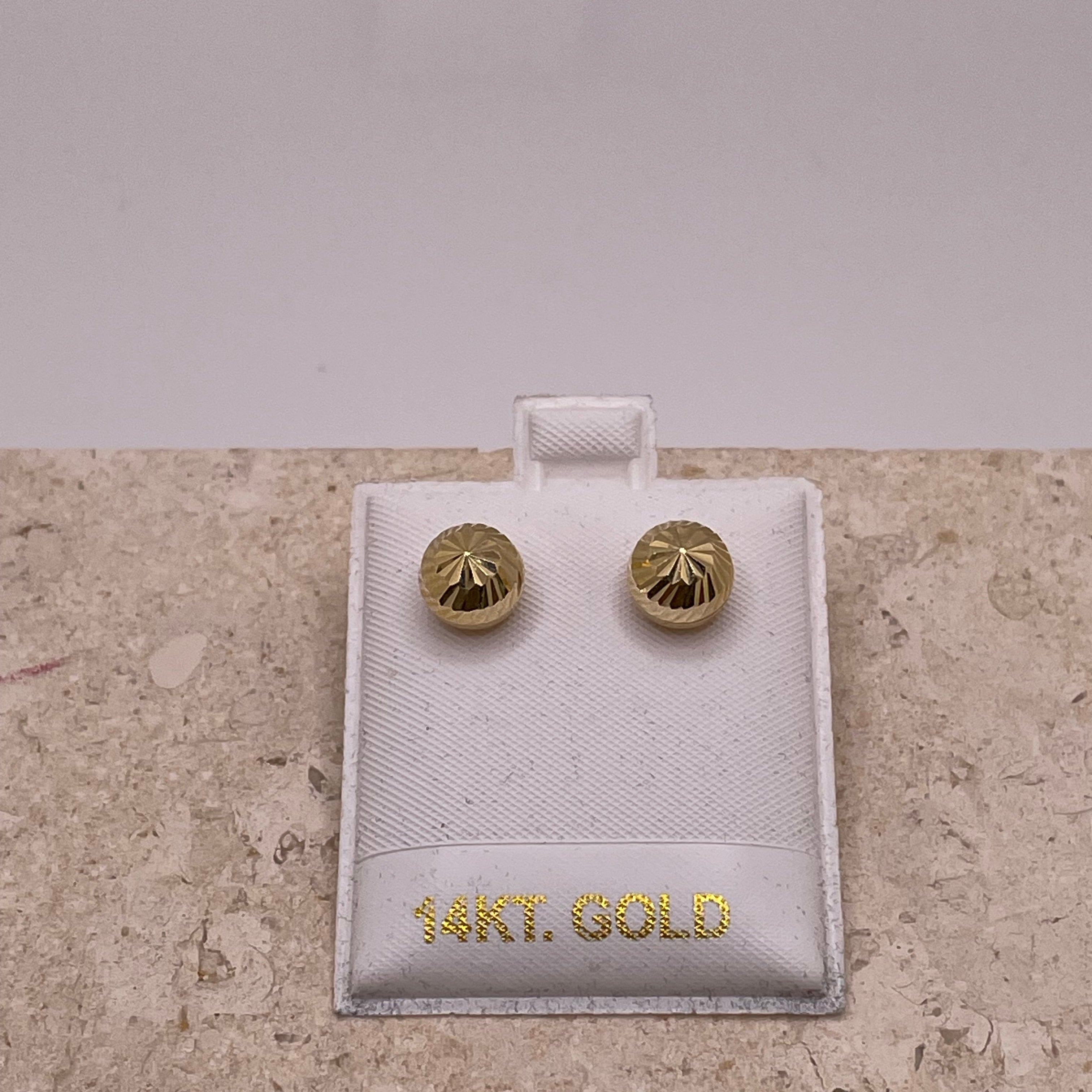 14k gold 3d diamond-cut ball earrings with butterfly push-back