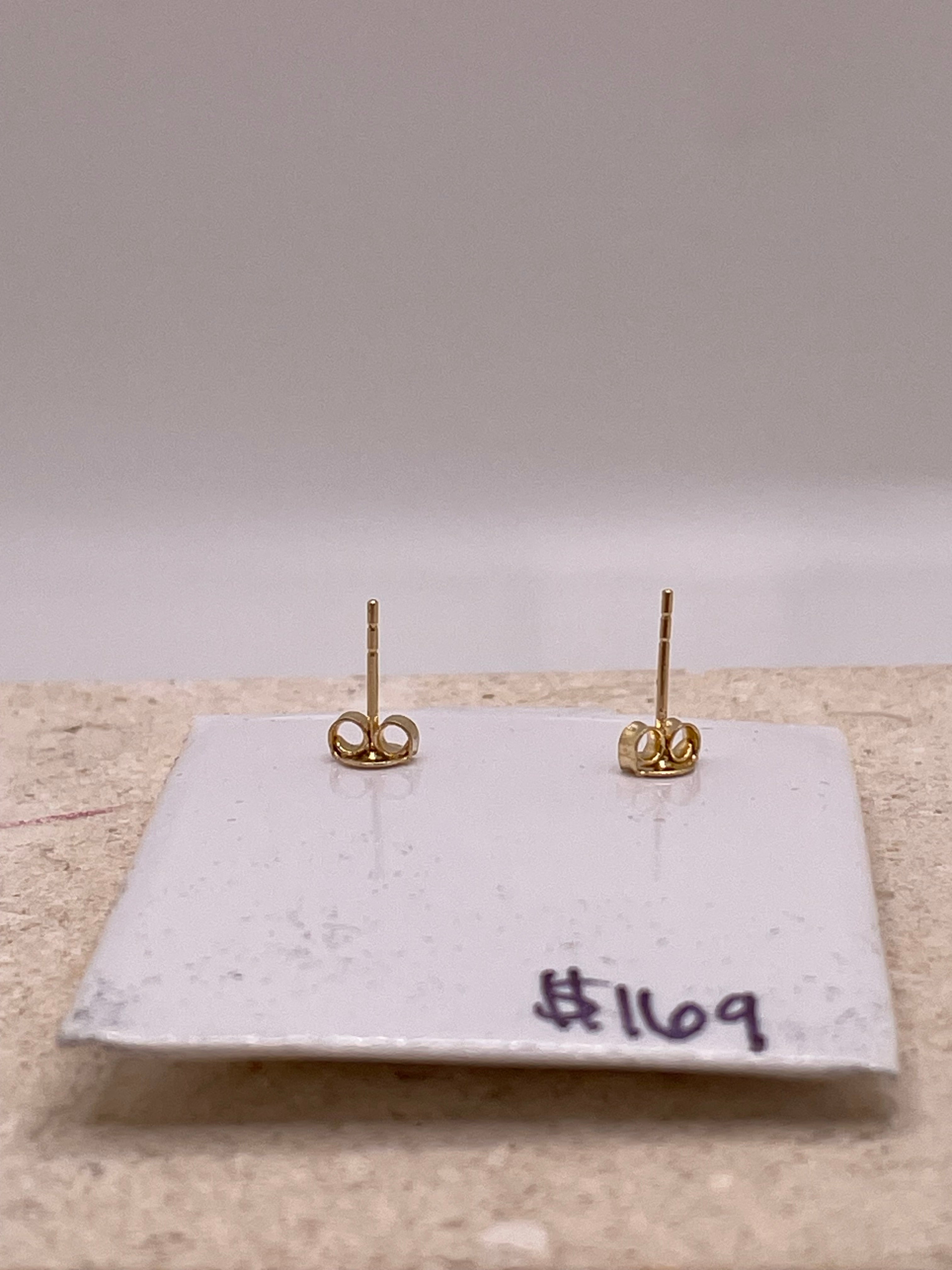 14k gold flower earrings with white cz