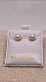 14k gold dome pearl earrings with gold outline