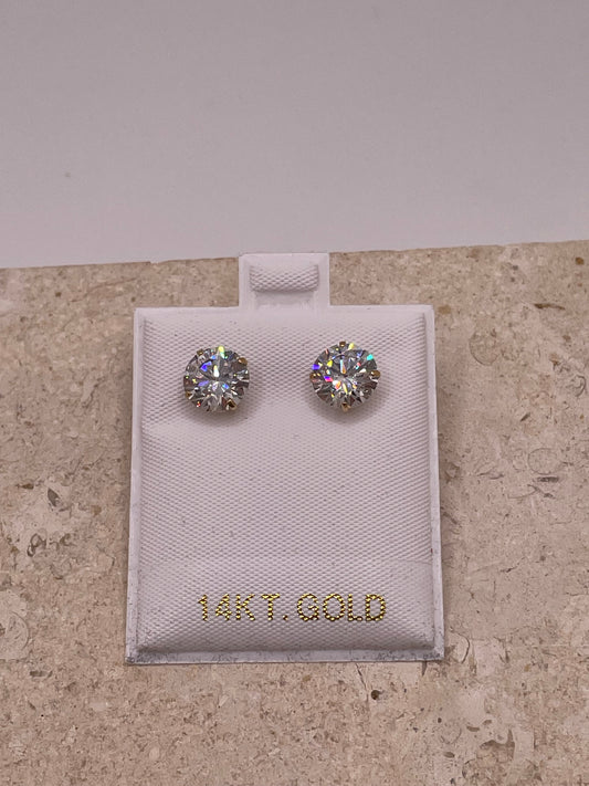 14k gold large cz earrings with silicone push-back