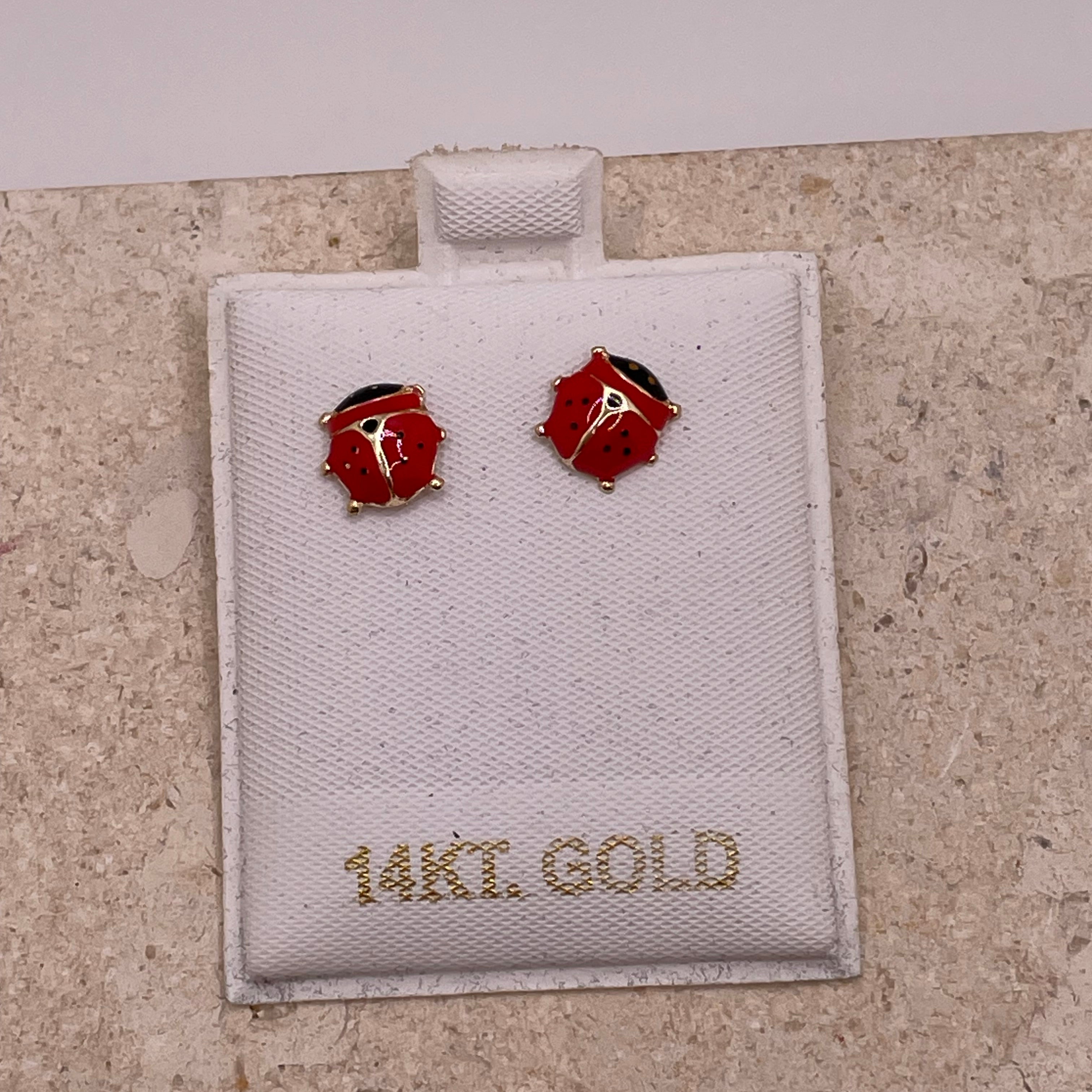 14k gold ladybug earrings