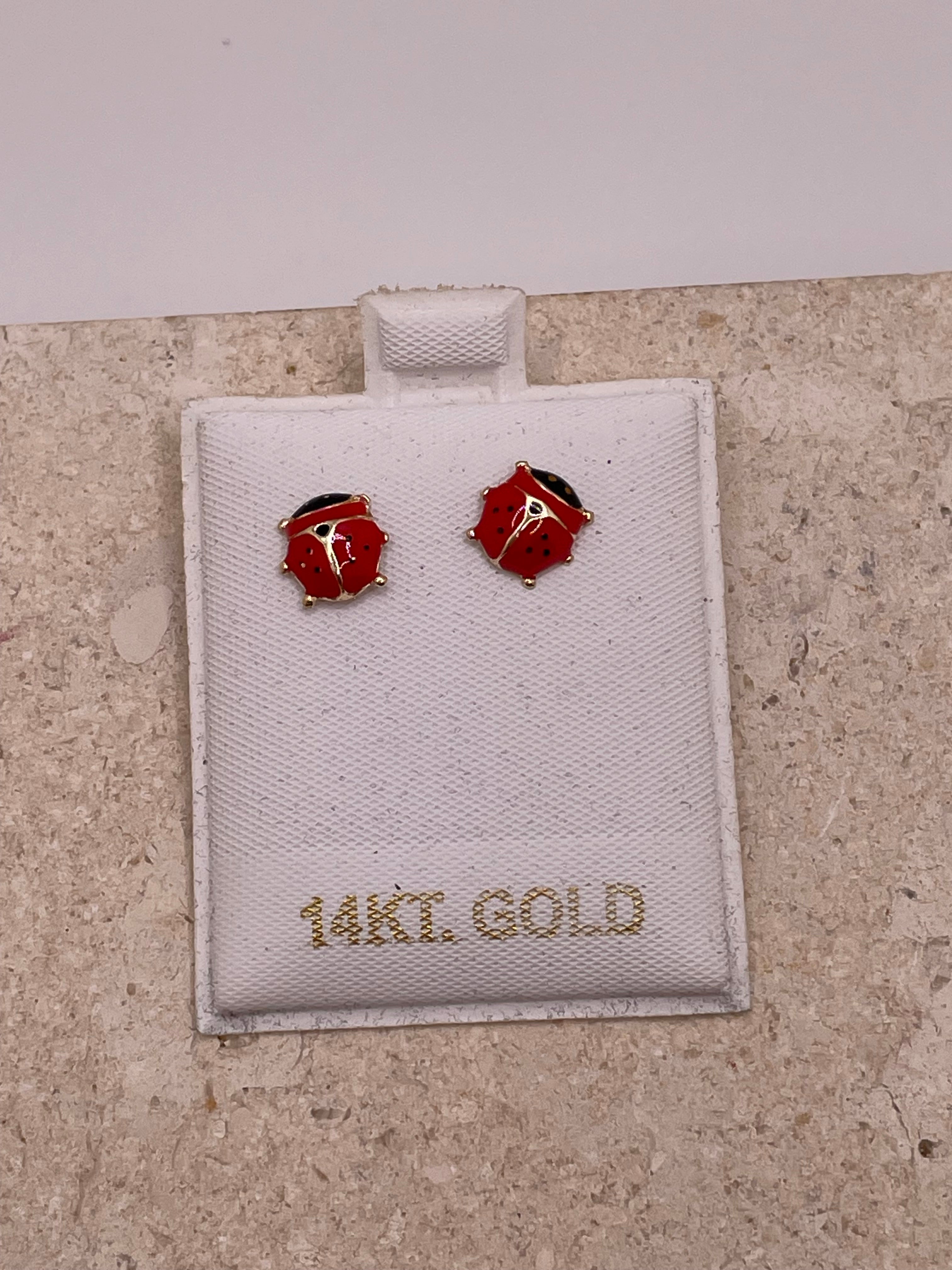 14k gold ladybug earrings
