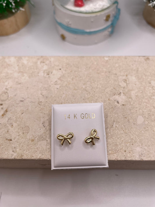 14k gold bow earrings
