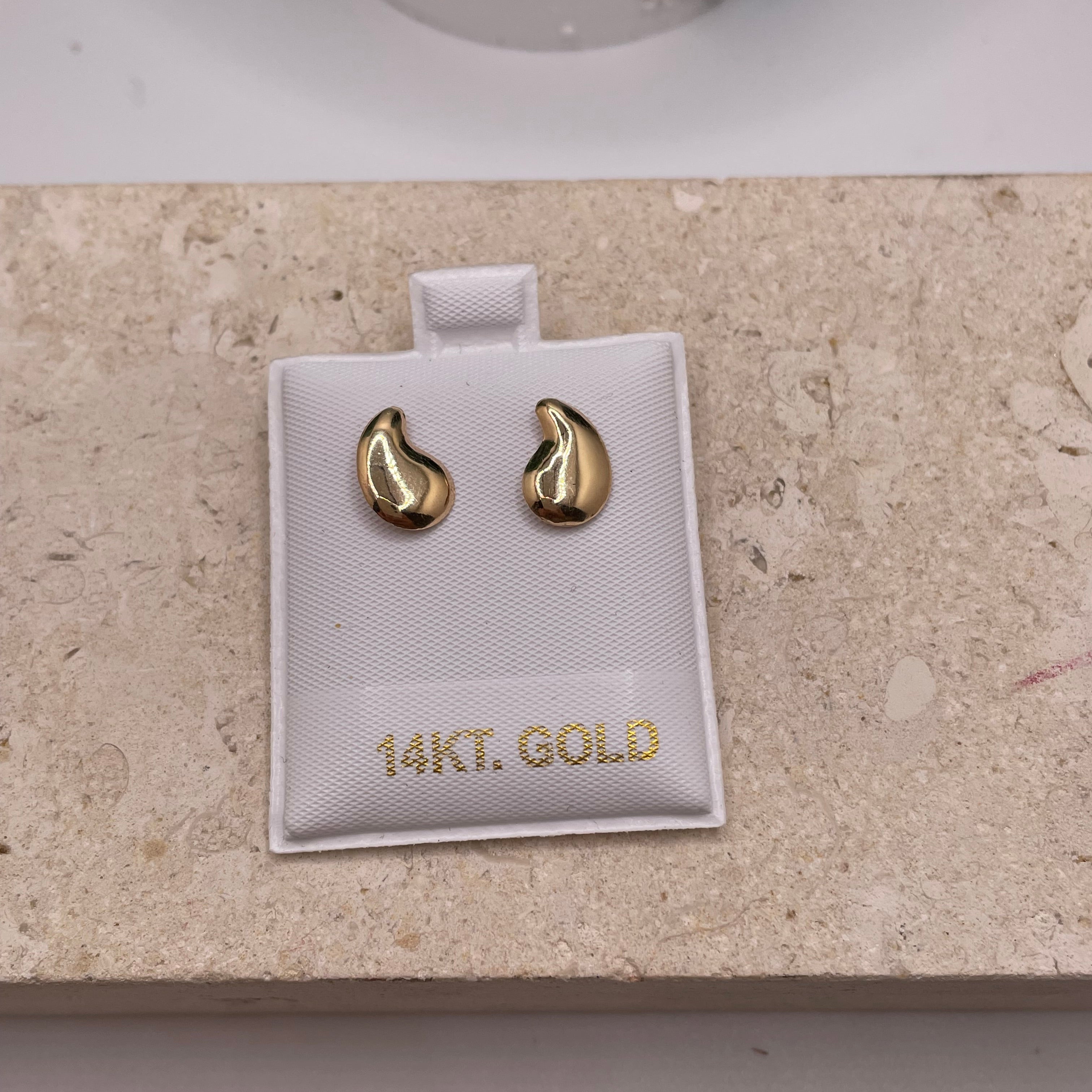 14k gold flat teardrop earrings