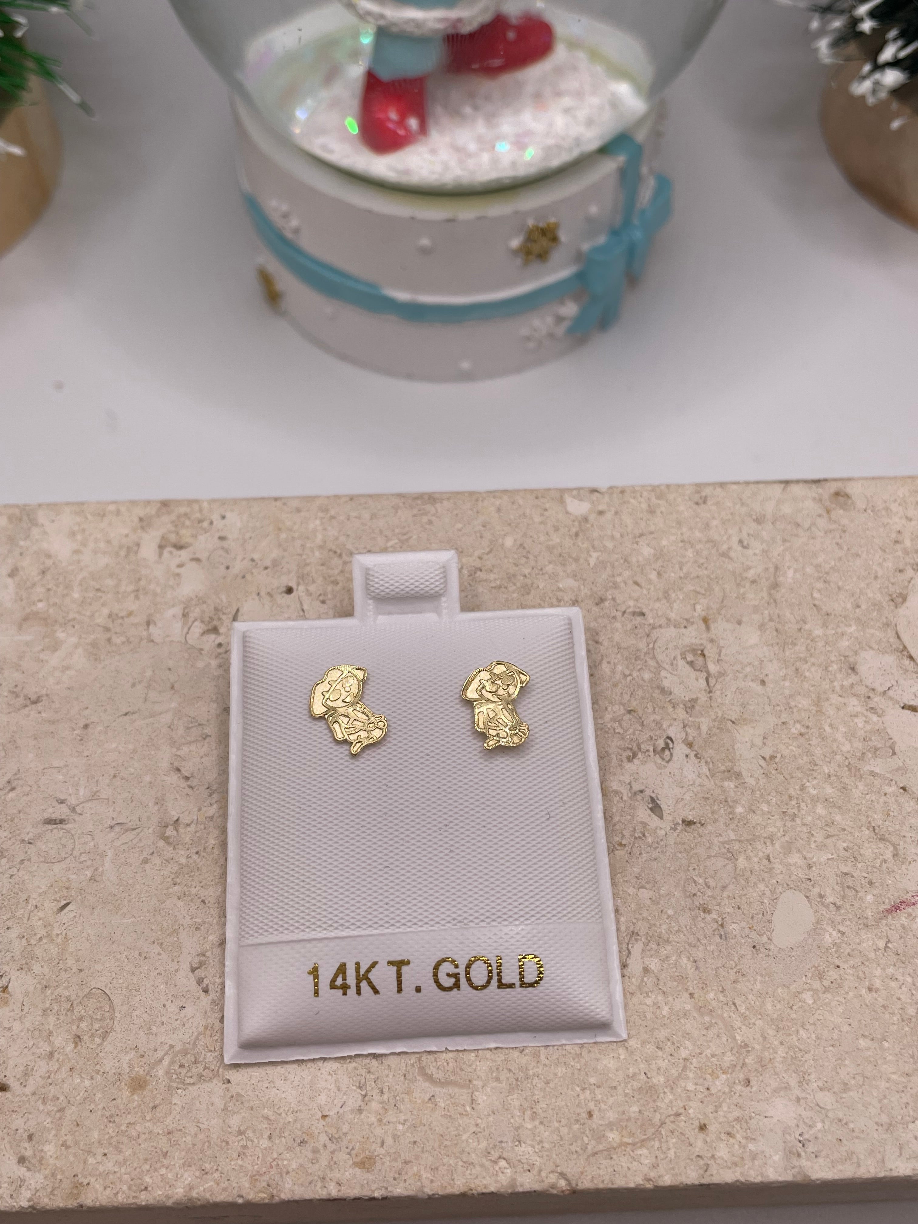 14k gold dora character earrings