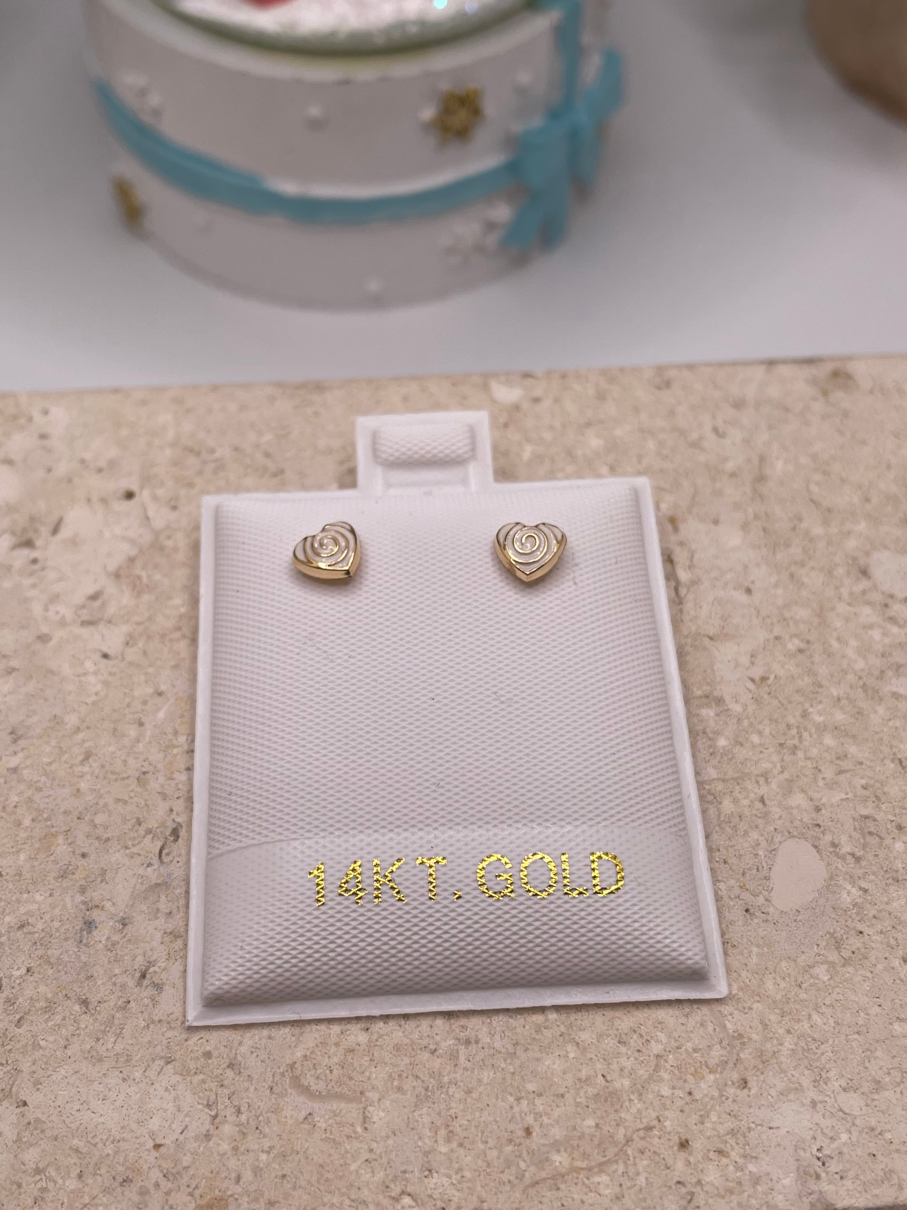 14k gold petite heart earrings