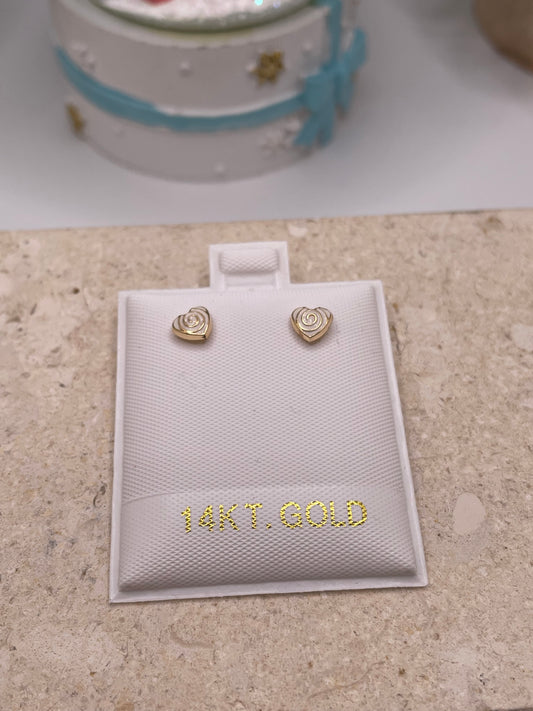 14k gold petite heart earrings