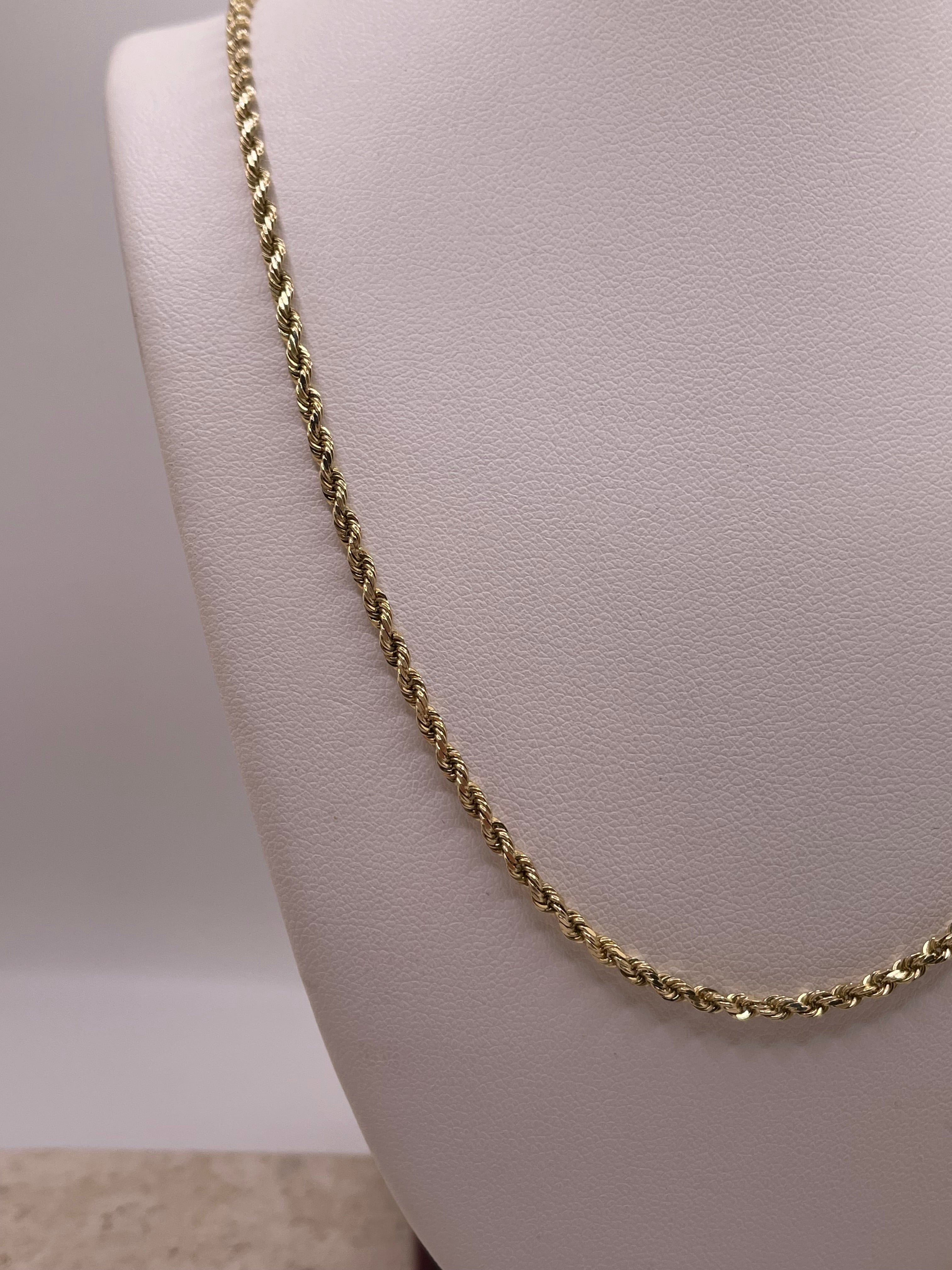 14k gold solid rope chain 2.4mm