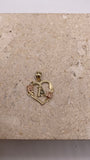14k gold heart initial pendant