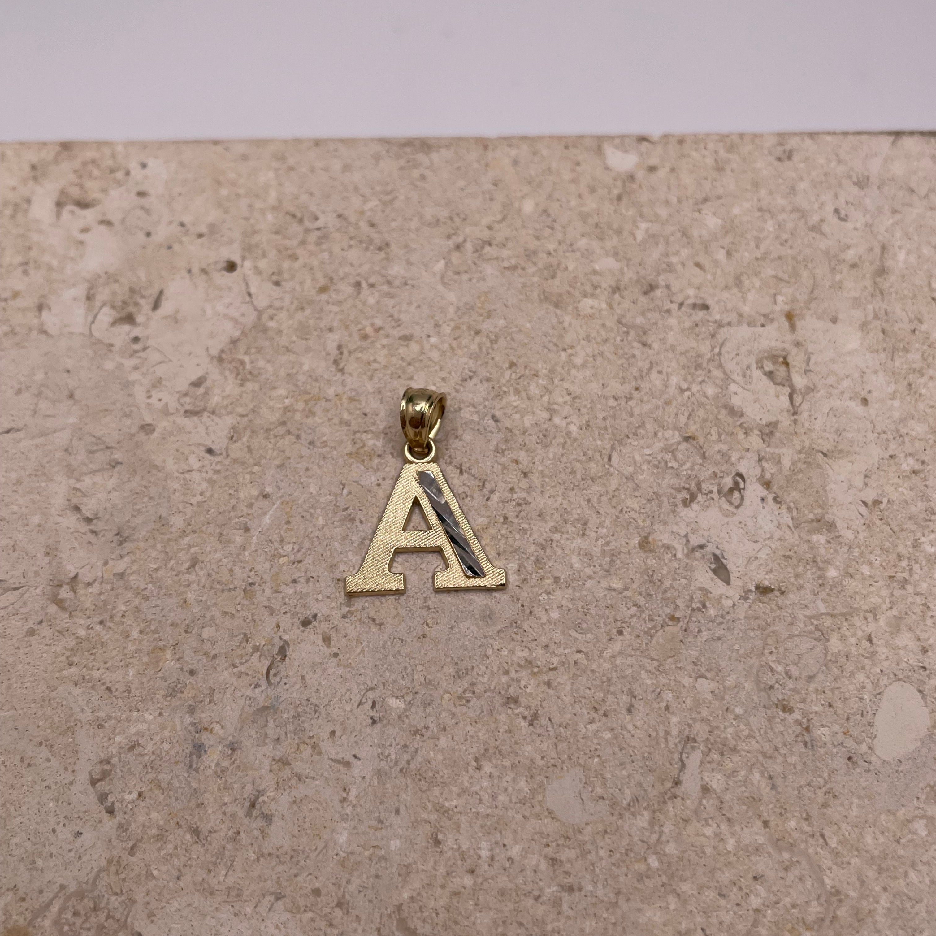 14k gold two tone initial pendant