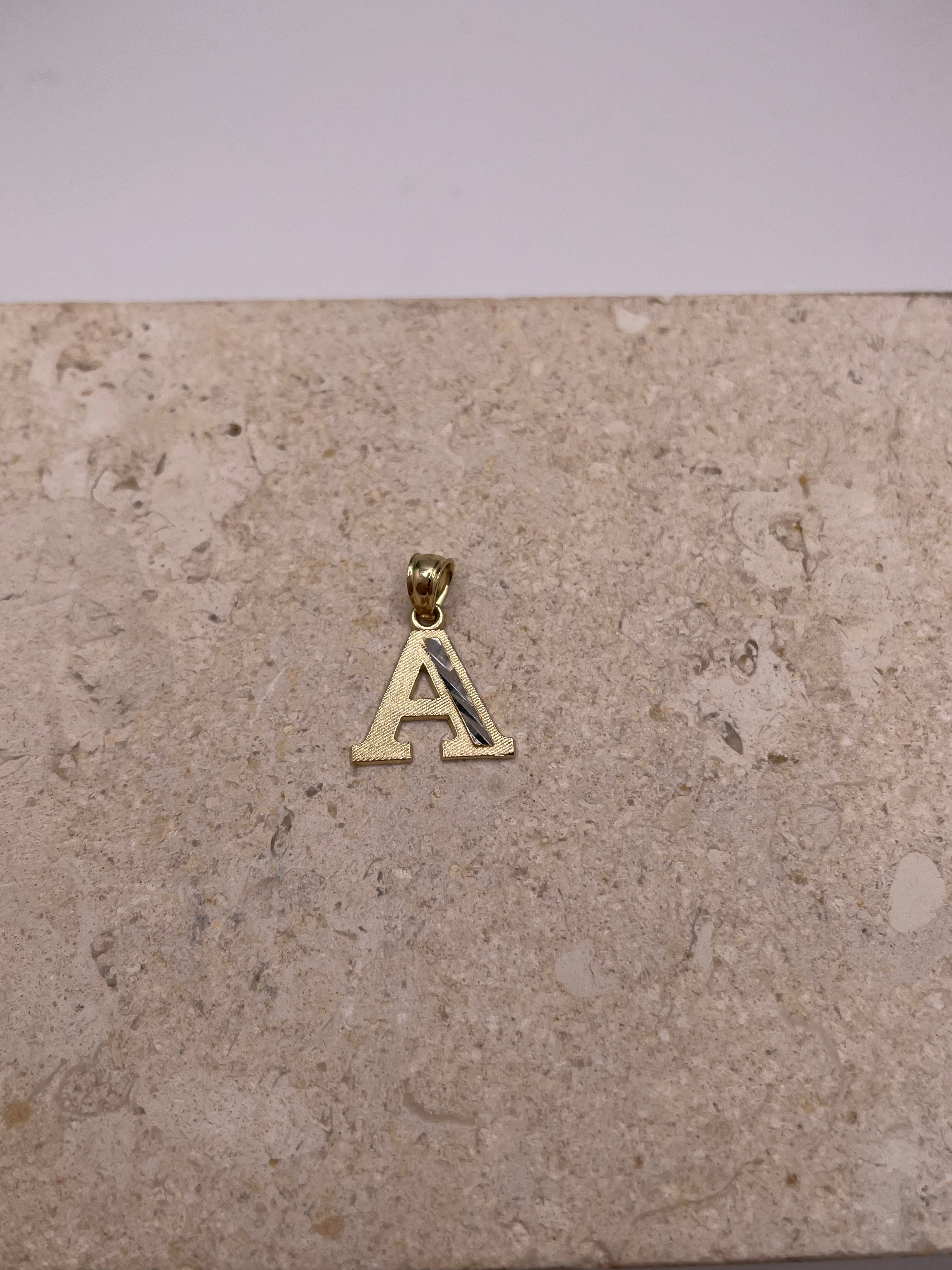 14k gold two tone initial pendant