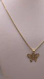 14k gold butterfly pendant with 1.2mm rope chain