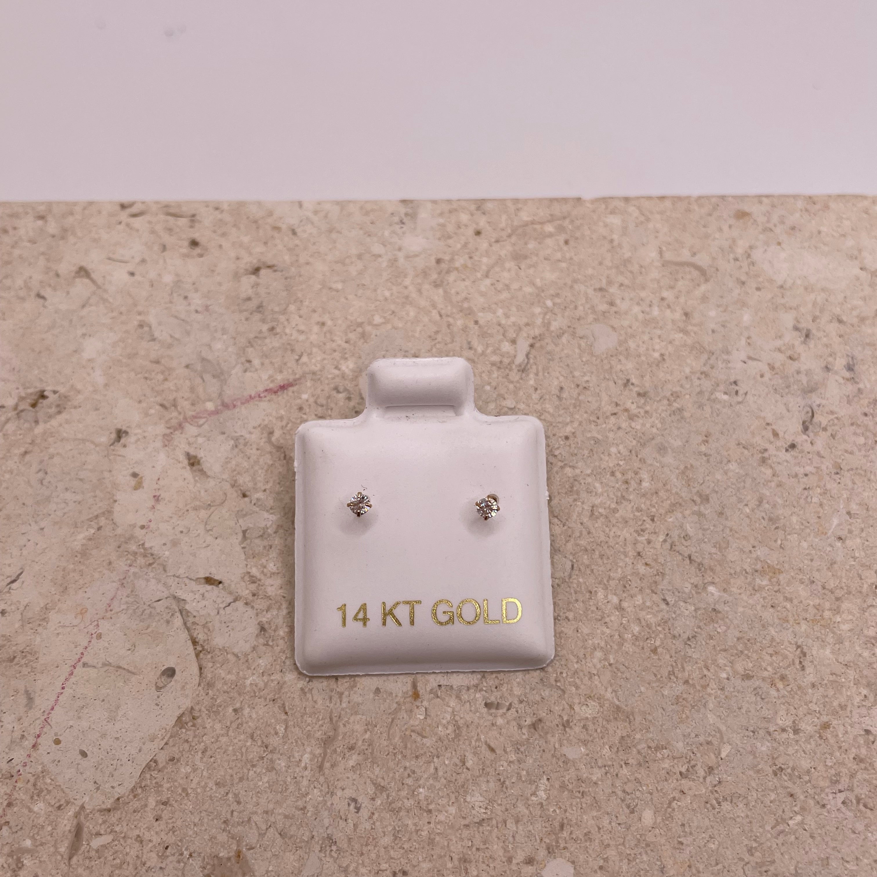 14k white gold cz screw back earrings (2mm)