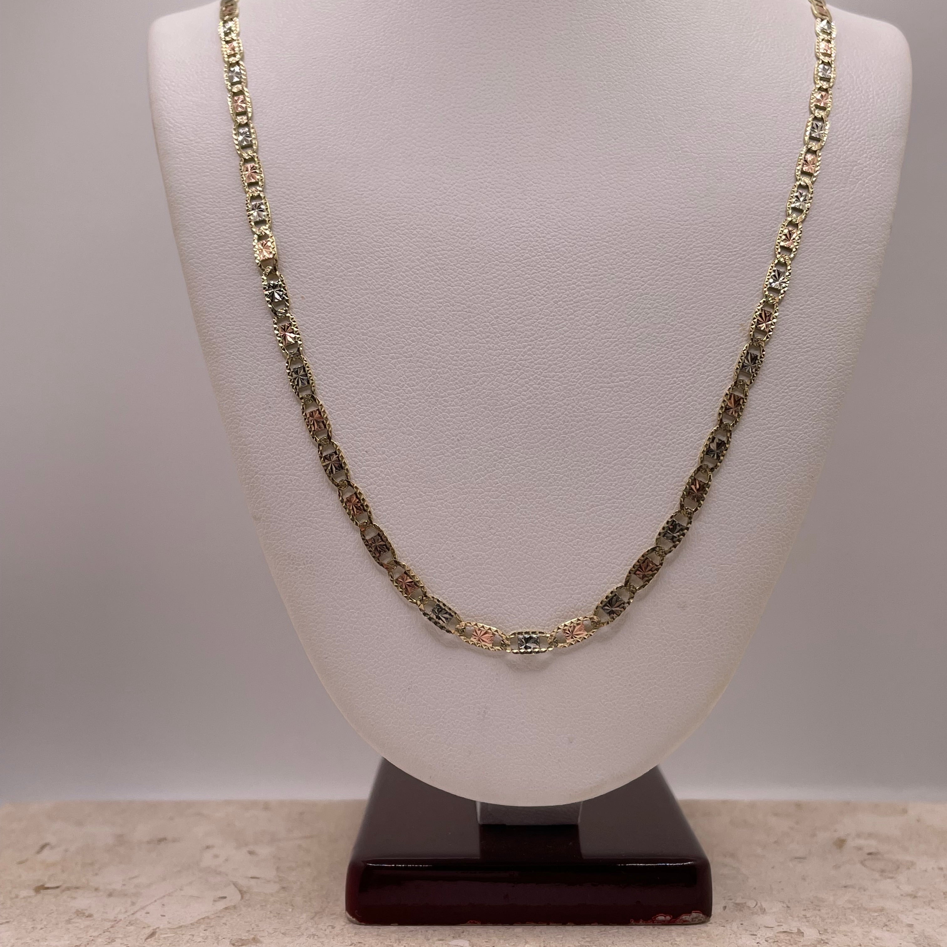 14k gold 3-color diamond-cut valentino chain (3.2mm)