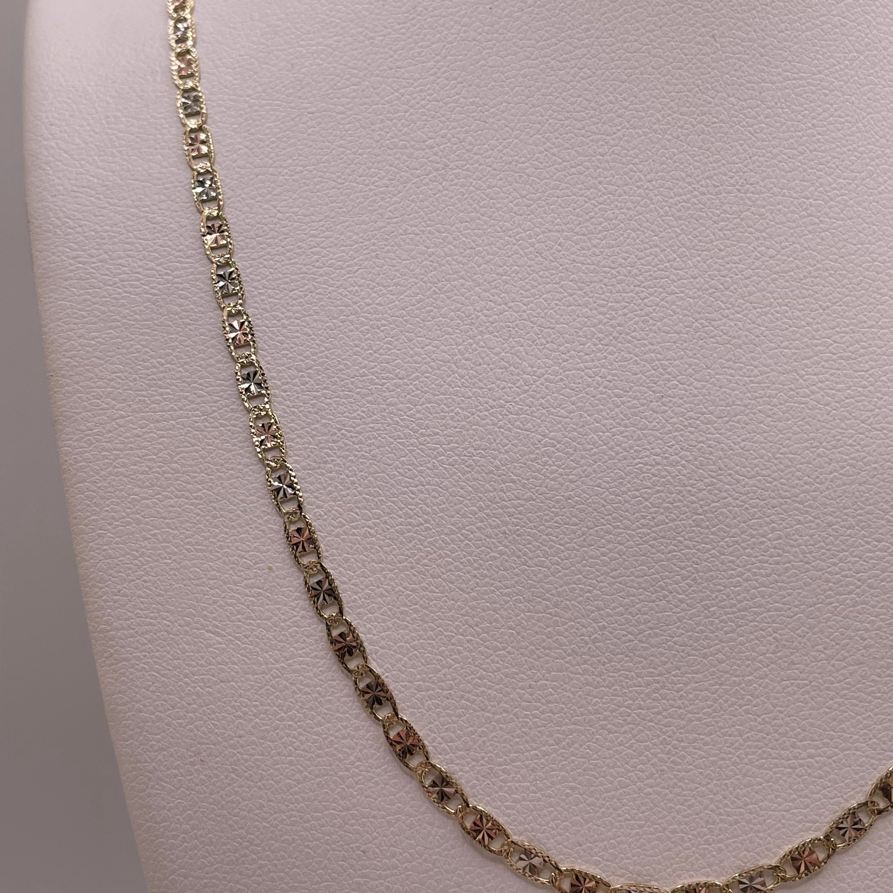 14k gold 3-color diamond-cut valentino chain (2.6mm)