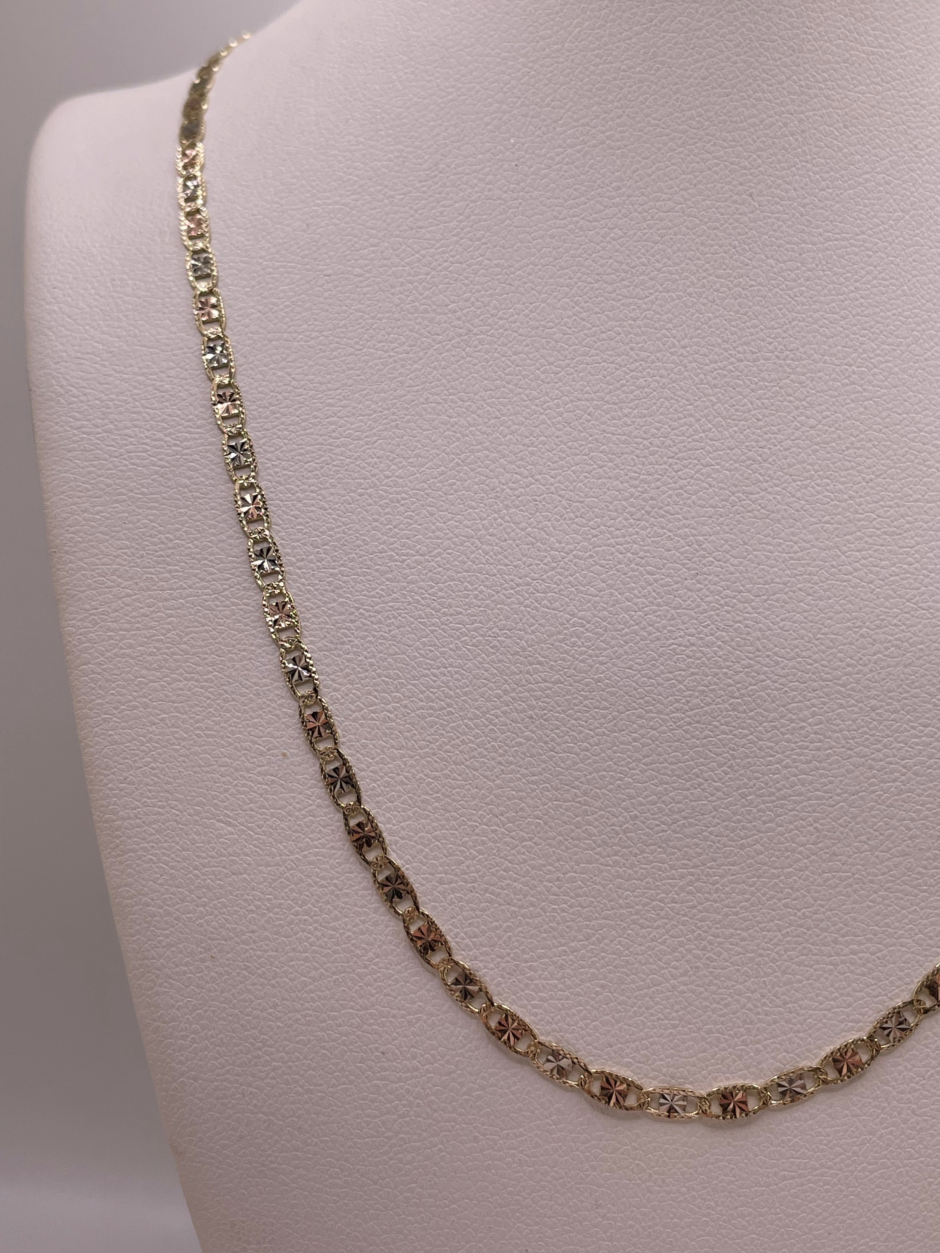 14k gold 3-color diamond-cut valentino chain (2.6mm)