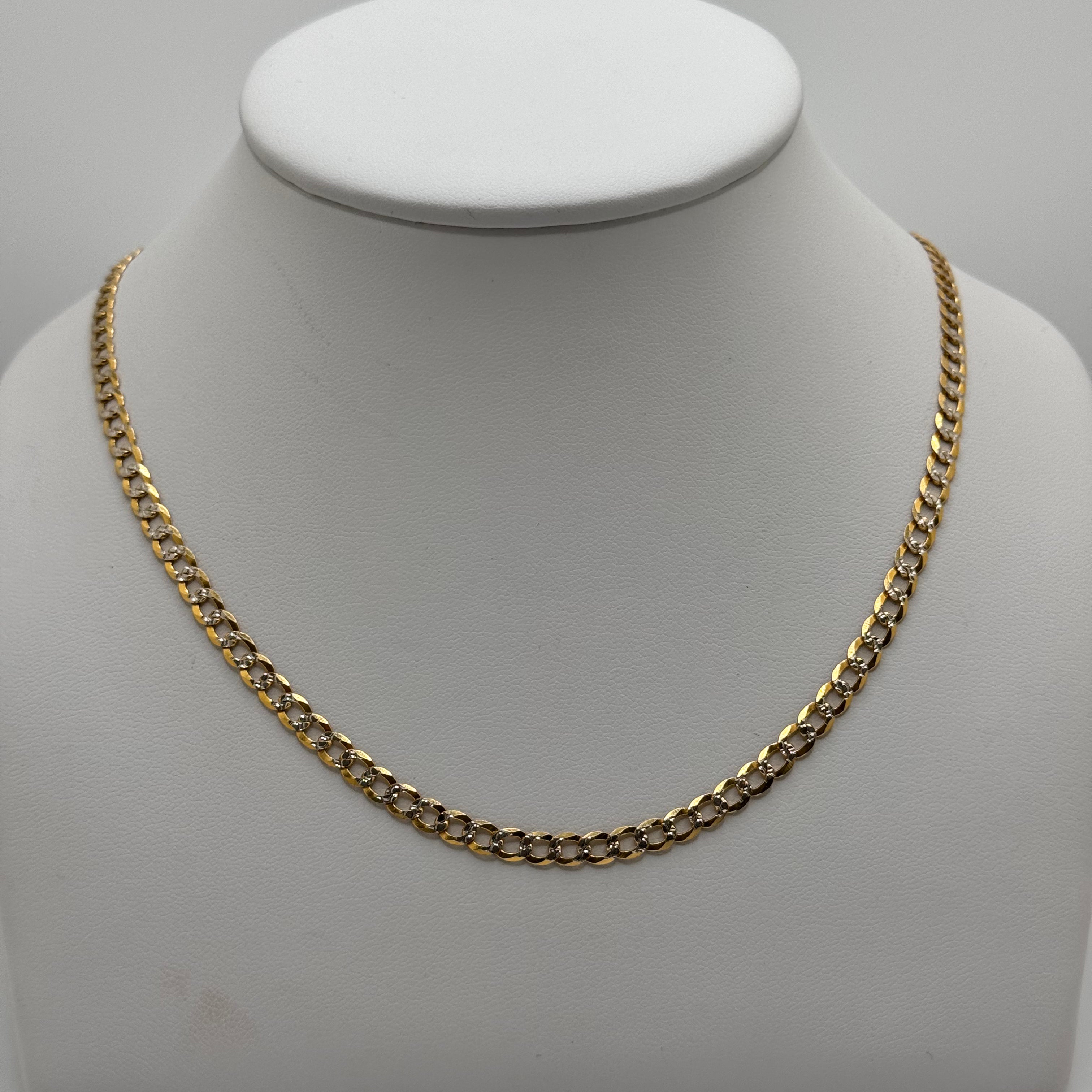 14k solid gold diamond cut cuban chain 4mm