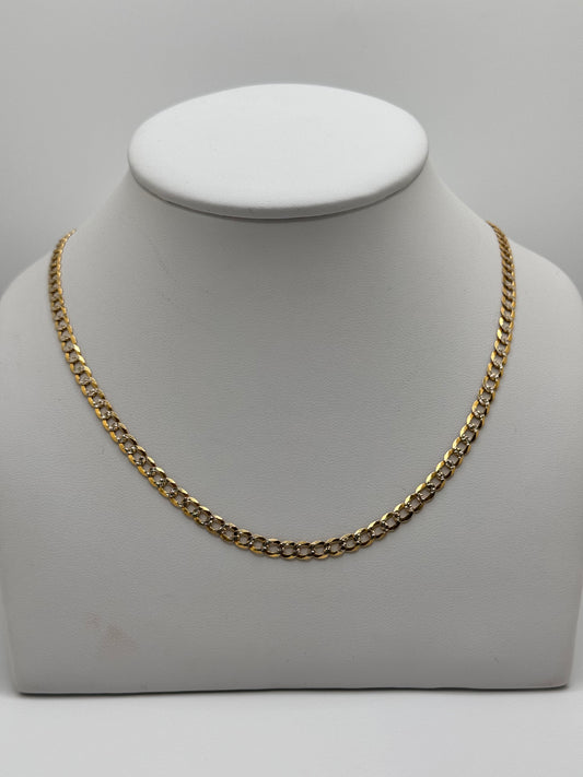 14k solid gold diamond cut cuban chain 4mm