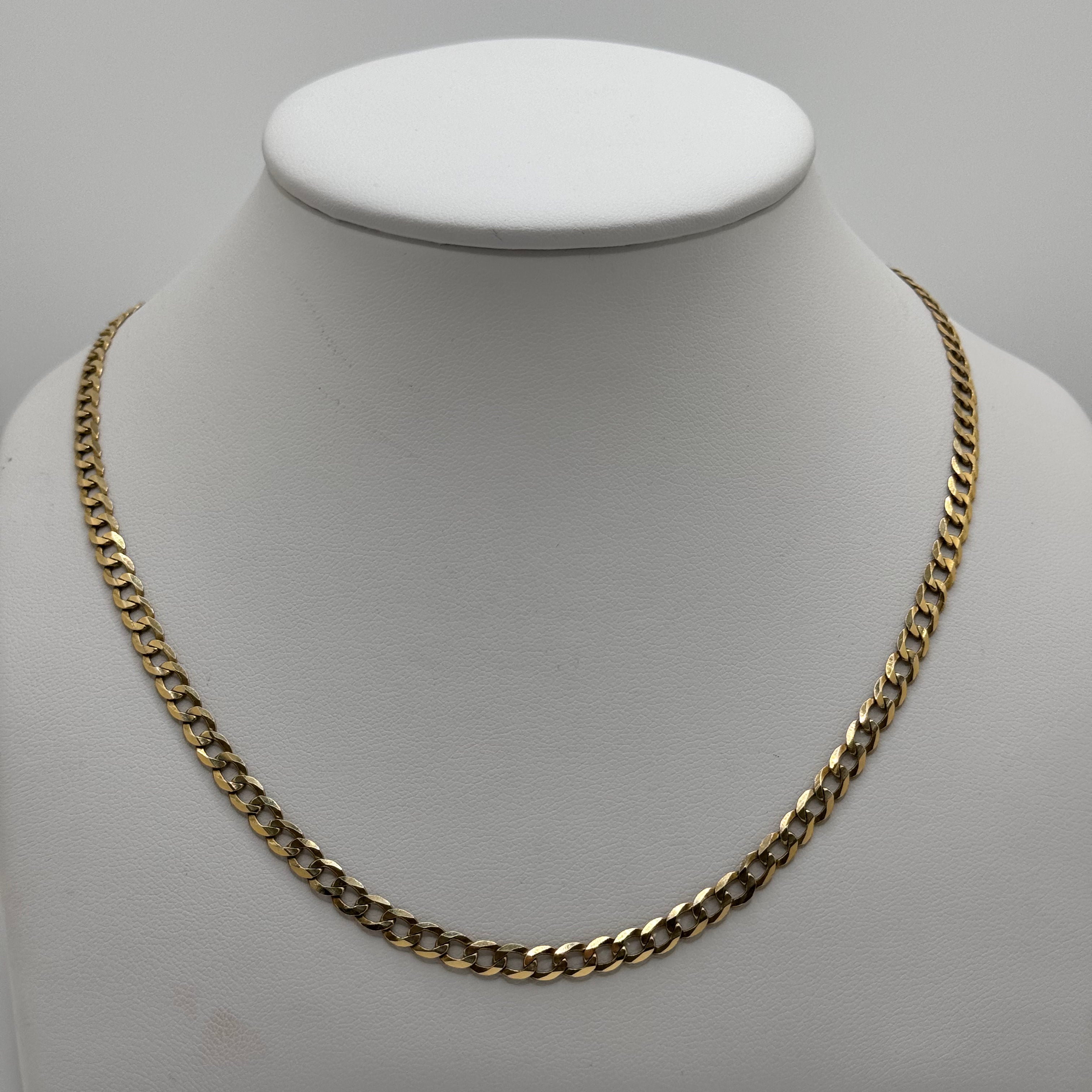 Cadena cubana de oro macizo de 14 quilates de 4 mm