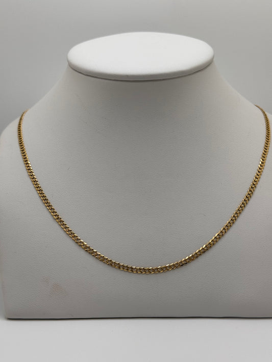 Cadena cubana de oro macizo de 14 quilates, 2,7 mm