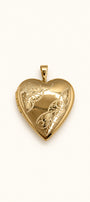 Colgante de medallón de corazón en oro de 14k con diseño vintage (619)