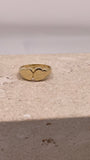 14K double heart baby ring or womens pinky ring