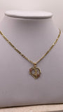 14k gold figaro chain with initial heart pendant jewelry set