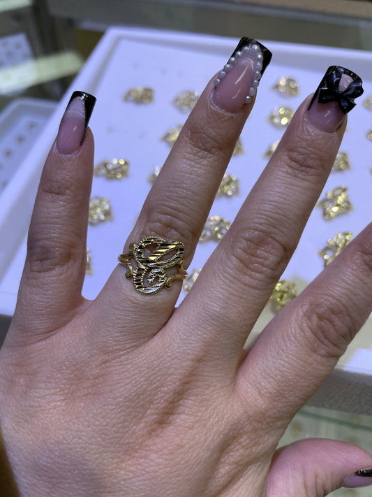 14k gold “c” cursive initial ring