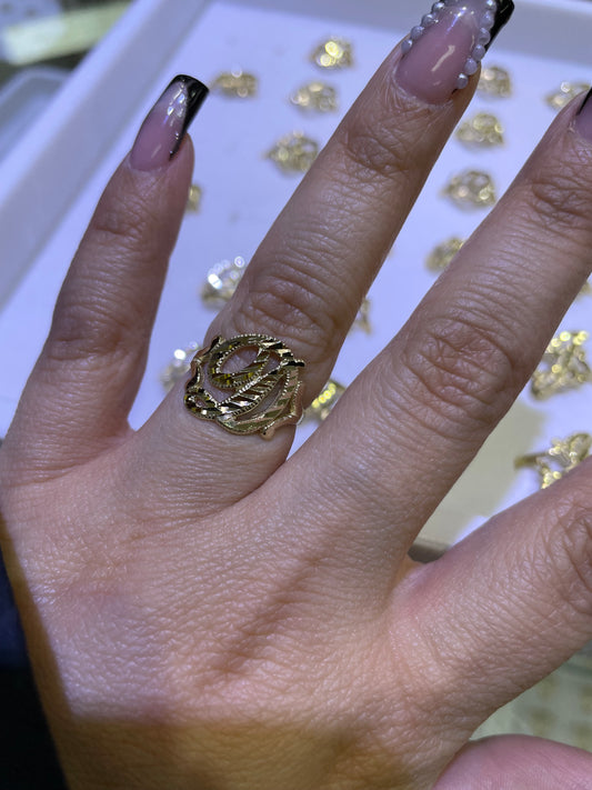 14k gold “d” cursive initial ring