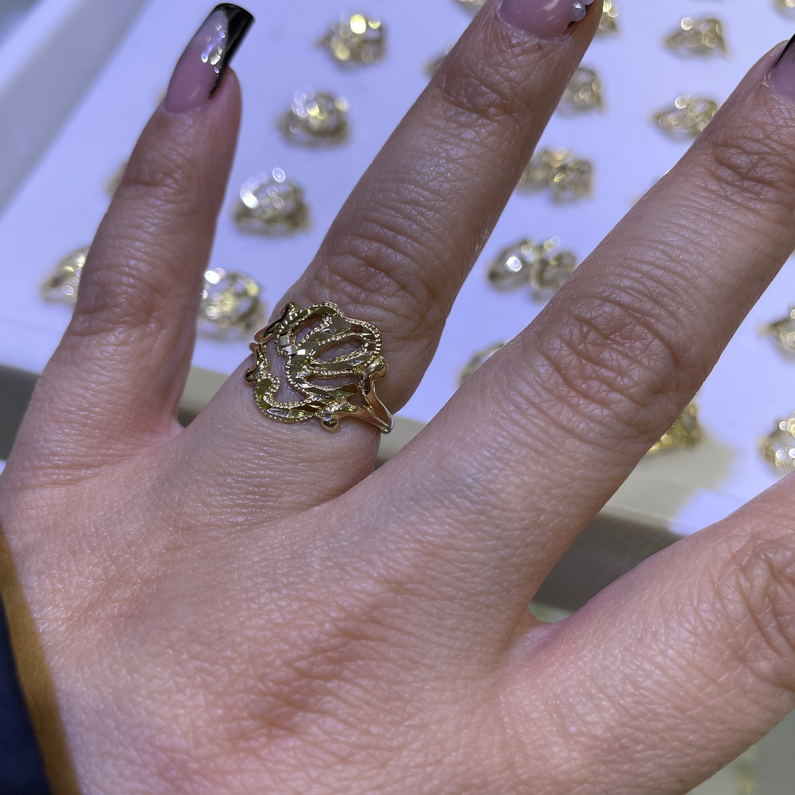 14k gold “g” cursive initial ring