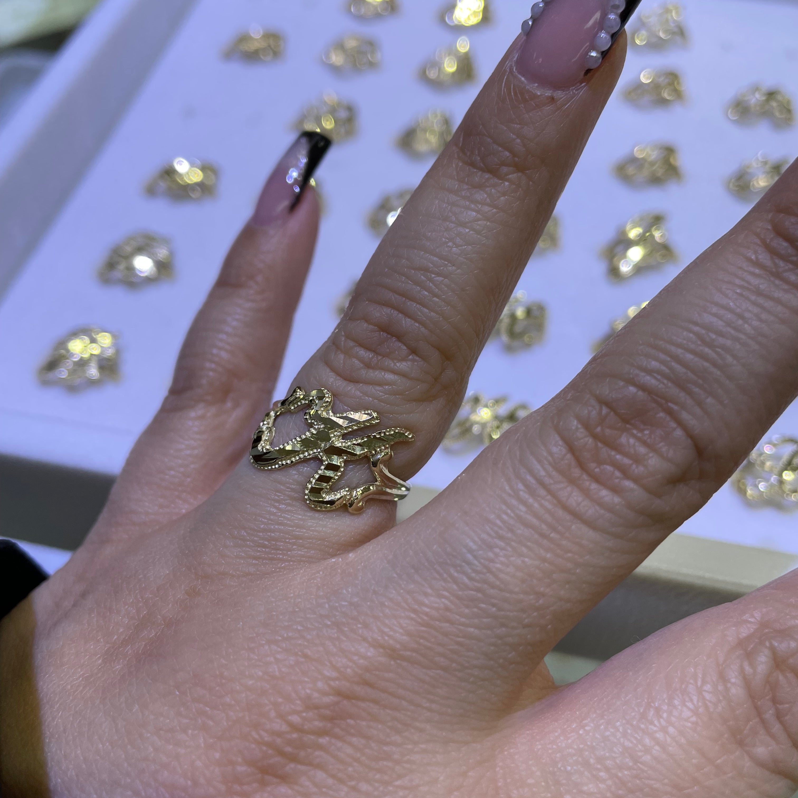 14k gold “k” cursive initial ring