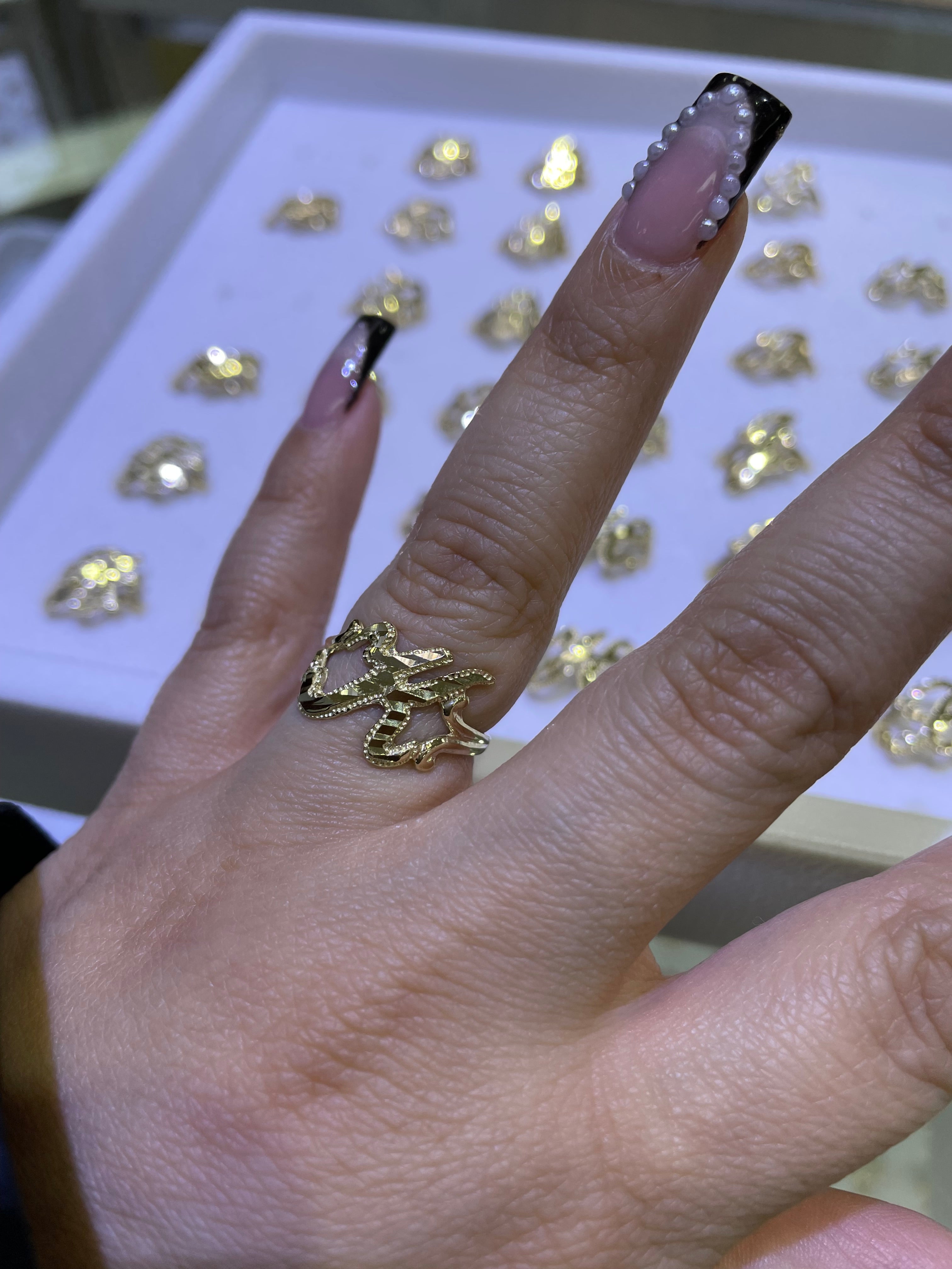 14k gold “k” cursive initial ring