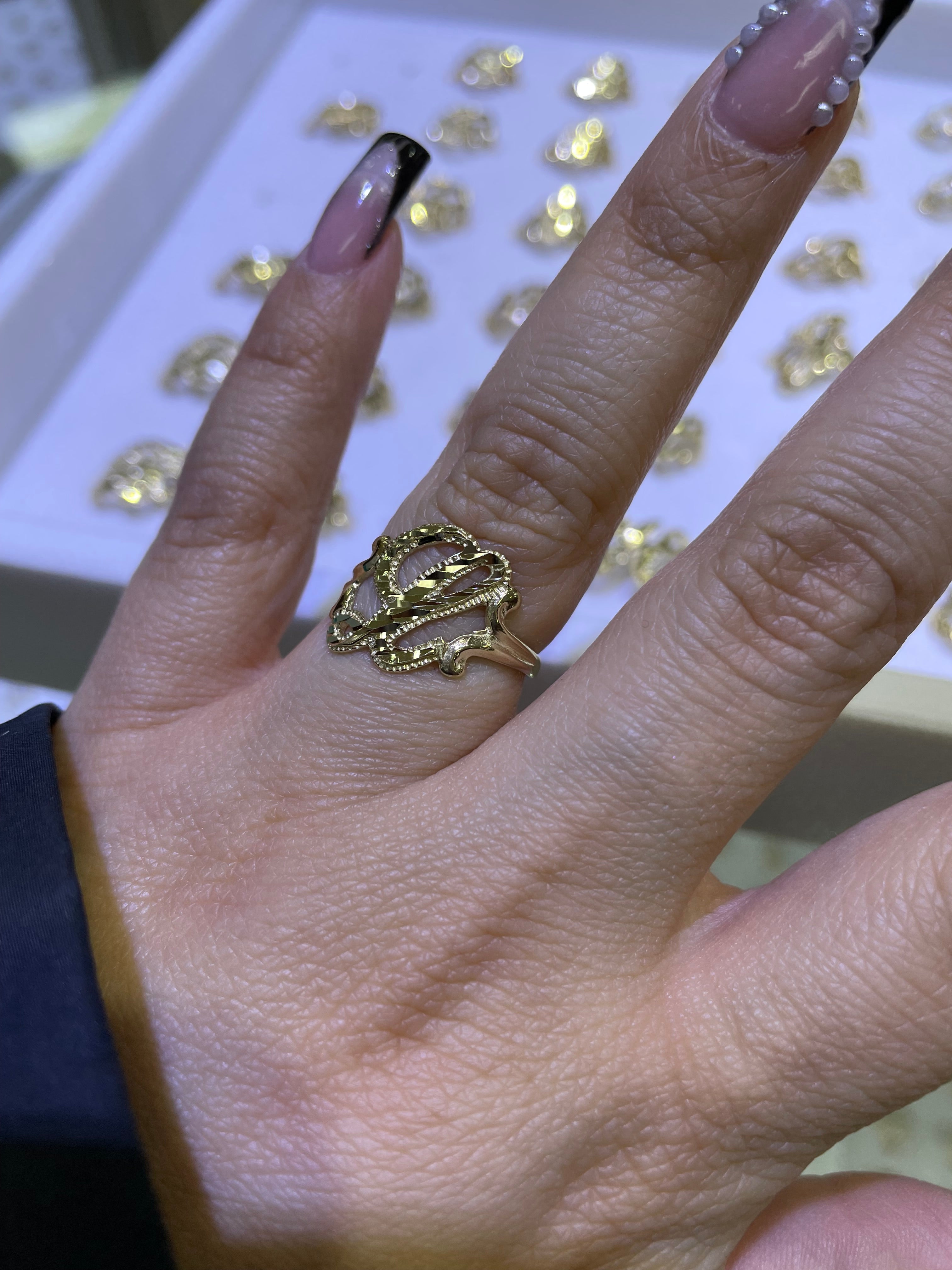 14k gold “l” cursive initial ring